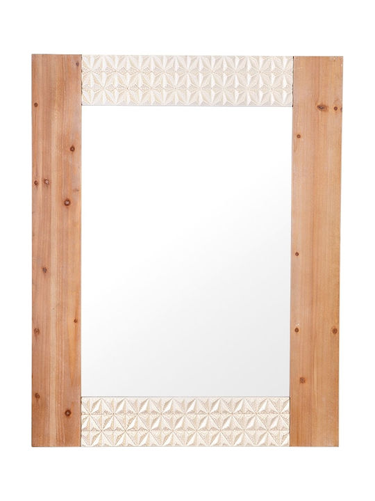 Wall Mirror with Brown Wooden Frame 95x75cm 1pcs