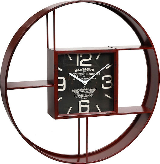Espiel Wanduhr Metallisch Rot Ø80cm