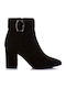 Sante Suede Women's Ankle Boots with Medium Heel Black