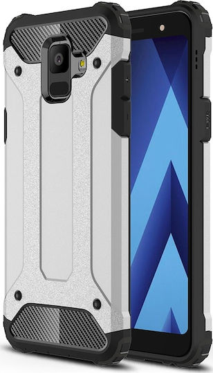 Hurtel Tough Armor Umschlag Rückseite Silikon Silber (Galaxy A6 2018)