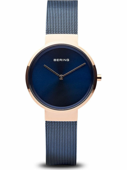 Bering Time Women's Watch with Blue Metal Bracelet