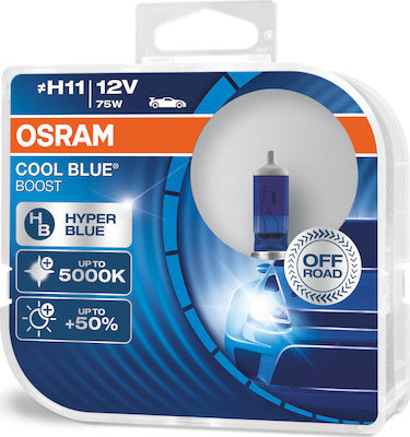 Osram Λάμπες Αυτοκινήτου Cool Blue Boost H11 Αλογόνου 5000K Ψυχρό Λευκό 12V 75W 2τμχ