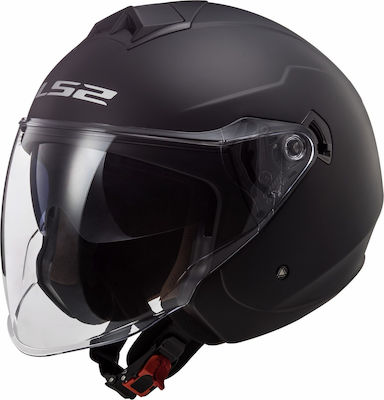 LS2 OF573 Twister II Jet Helmet with Sun Visor ECE 22.05 1100gr Solid Matt Black KR00224