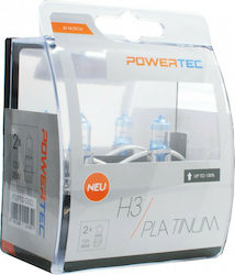 M-Tech Λάμπες Αυτοκινήτου & Μοτοσυκλέτας Powertec Platinum +130% H3 Αλογόνου 4000K Φυσικό Λευκό 12V 55W 2τμχ