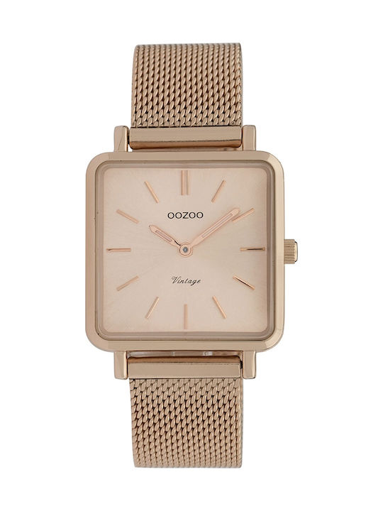 Oozoo Timepieces Vintage Watch with Pink Gold Metal Bracelet