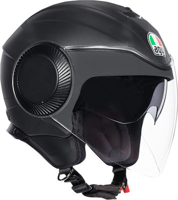 AGV Orbyt Mono Black Matt Κράνος Μηχανής Jet 1280gr με Sunvisor