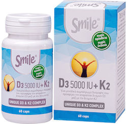 AM Health Smile Vitamin D3 5000iu + K2 Vitamin für Unterstützung des Immunsystems 5000iu 60 Mützen