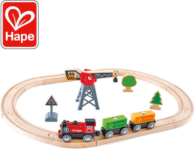 Hape Cargo Delivery Loop Set cu Trenuleț din Lemn pentru 3++ Ani