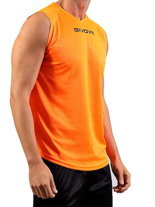 Givova One Smanicato Men's Athletic Sleeveless Blouse with V-Neck Orange