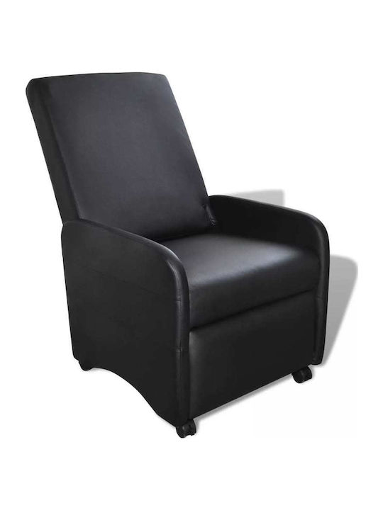 Πολυθρόνα Relax από Δερματίνη σε Μαύρο Χρώμα 65...