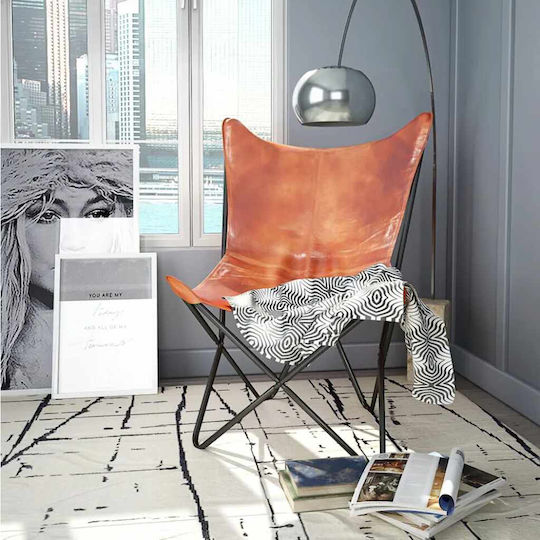 Sessel aus echtem Leder Braun 74x66x90cm