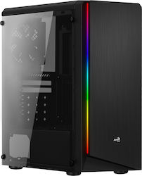 Aerocool Rift Gaming Midi Tower Computer Case with Window Panel and RGB Lighting Black