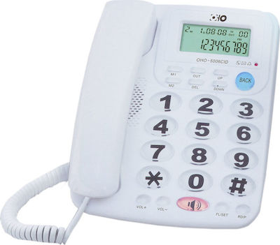 OHO-5006CID Office Corded Phone for Seniors White