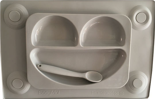 EasyTots Feeding Set made of Silicone with Non-Slip Base Gray 2pcs for 6+ months