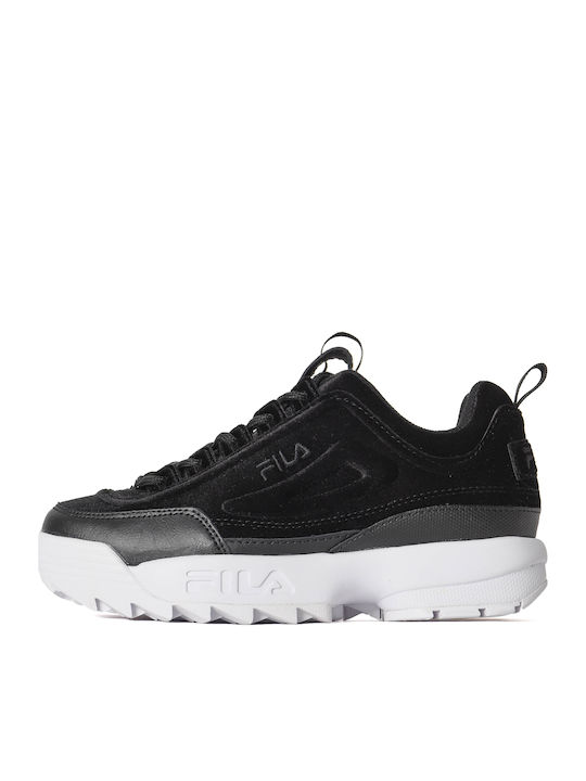 Fila Disruptor II Premium Velour Γυναικείο Chunky Sneaker Μαύρο