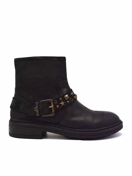 Gstard Leather Women's Biker Boots Black