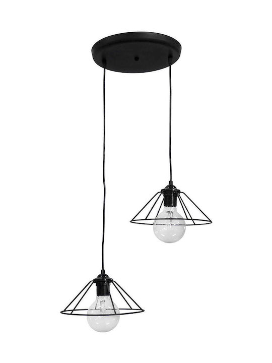 Heronia Fun-350 Pendant Light Two-Light Grid for Socket E27 Black