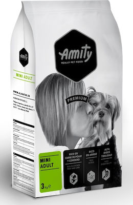 Amity Premium Mini Adult 3kg Hrană Uscată cu Puține Cereale pentru Câini Adulți de Rase Mici cu Miel, Pui și Orez