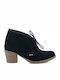 Ragazza Suede Women's Ankle Boots with Medium Heel Black