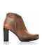 Ragazza Leather Women's Ankle Boots with Medium Heel Tabac Brown