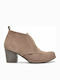 Suede Women's Ankle Boots with Medium Heel Beige