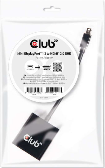 Club3D Μετατροπέας mini DisplayPort male σε HDMI female 1τμχ CAC-2170