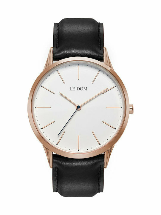 Le Dom Classic Ανδρικό Ρολόι 40mm Μπαταρίας με Μαύρο Δερμάτινο Λουράκι
