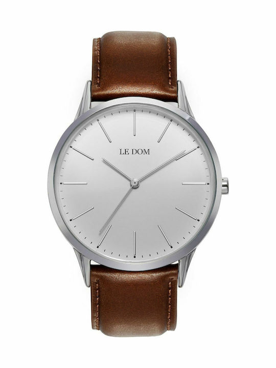 Le Dom Classic Men's Watch 40mm Battery with Brown Leather Strap