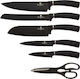 Berlinger Haus Black Rose Collection Knife Set with Block from Stainless Steel 20cm 7pcs