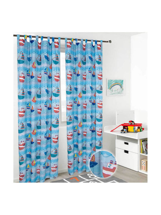 Vasilas Home Kinder Vorhang Child 1 mit Trägern Blau 140x270cm