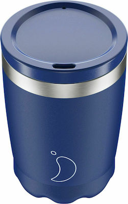 Chilly's Coffee Cup Glass Thermos Stainless Steel BPA Free Blue 340ml 200904