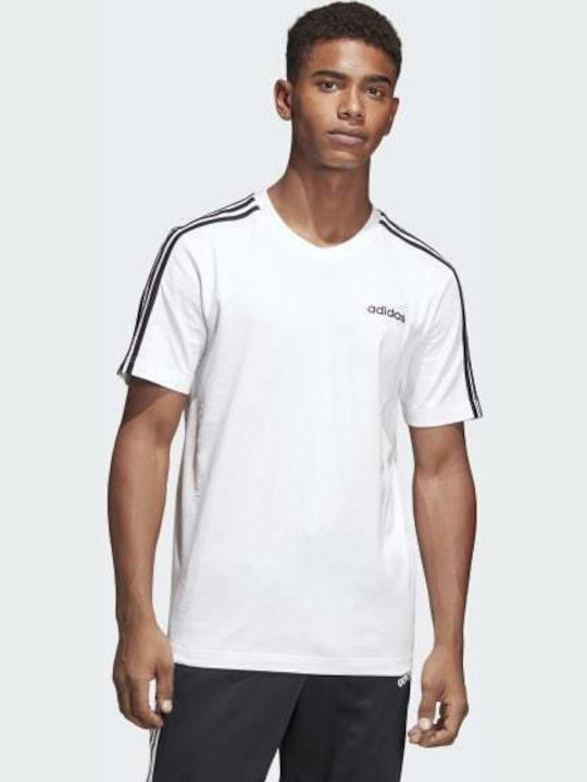Adidas Essentials 3 Stripes Αθλητικό Ανδρικό T-shirt Λευκό με Λογότυπο