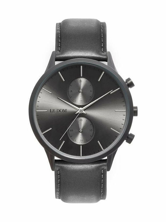 Le Dom Prime Men's Watch 40mm Chronograph Battery with Black Leather Strap