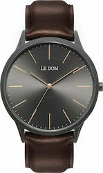 Le Dom Classic Battery Watch with Leather Strap Brown
