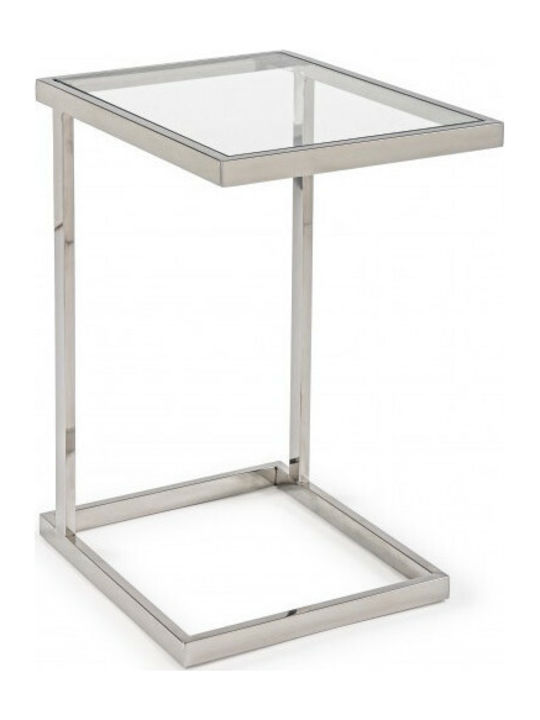 Saphira Square Glass Side Table Transparent L48xW35xH63cm