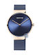 Bering Time Watch Battery with Blue Metal Bracelet 14539-367