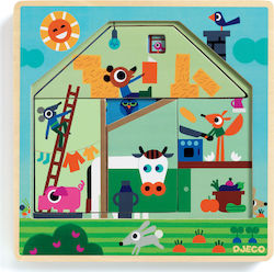 Wooden Kids Peg Puzzle Chez Baby for 2++ Years 9pcs Djeco