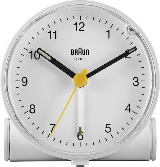 Braun BC 01 Αθόρυβο Επιτραπέζιο Ρολόι με Δείκτες με Ξυπνητήρι Λευκό S0424719