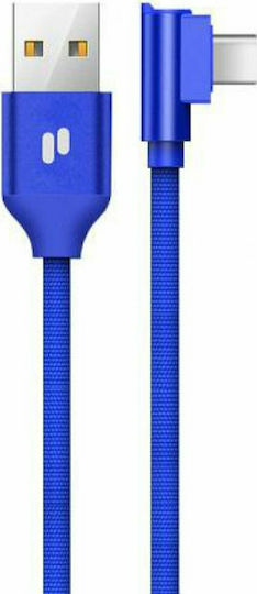 Puridea L23 Angle (90°) / Braided USB 2.0 Cable USB-C male - USB-A Μπλε 1m