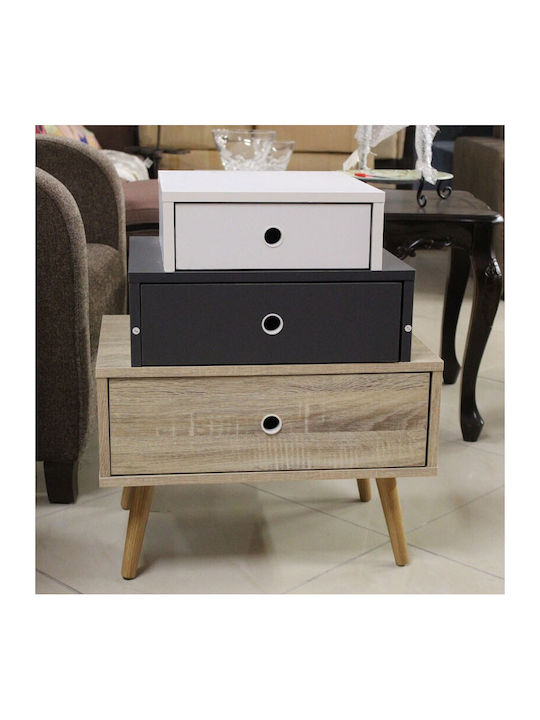 Drawers Storage Earth Wooden with 3 Drawers White / Grey L52xW36xH62cm