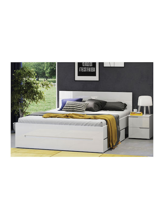 Bedside Table Aurora Wooden White 42x40x46cm
