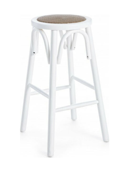 Stool Bar Wooden Circle White 40x40x73cm