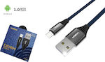 Moxom Braided USB 2.0 to micro USB Cable Μπλε 1m (Denim)