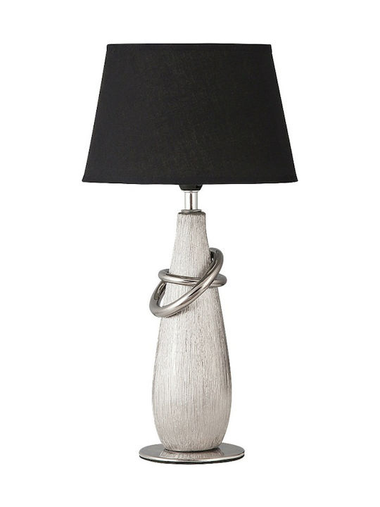 Rabalux Evelyn Ceramic Table Lamp for Socket E27 with Black Shade and Silver Base