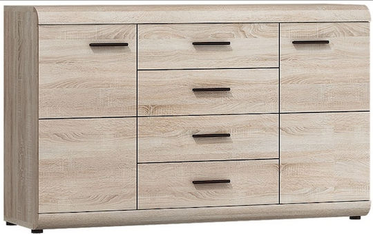 Буфет Дървен с Чекмеджета Натурален Дъб 140x42x86.5см
