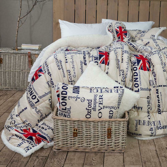 Borea New England Flag Velvet Blanket Double 220x240cm Ecru