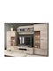 Wohnzimmer TV-Einheit Beige mit Vitrine & Beleuchtung L300xB54xH194cm