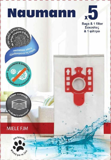 Naumann Miele FJM Vacuum Cleaner Bags 5pcs Compatible with Miele Vacuum Cleaners