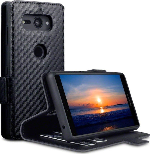Terrapin Low Profile Carbon Brieftasche Synthetisches Leder Schwarz (Xperia XZ2 Kompakt)