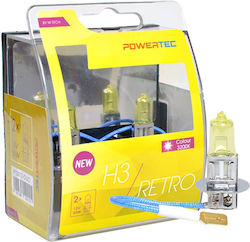 M-Tech Lămpi Autoturismului & Motocicletei Powertec Retro H3 Halogen 3200K Alb cald 12V 55W 2buc